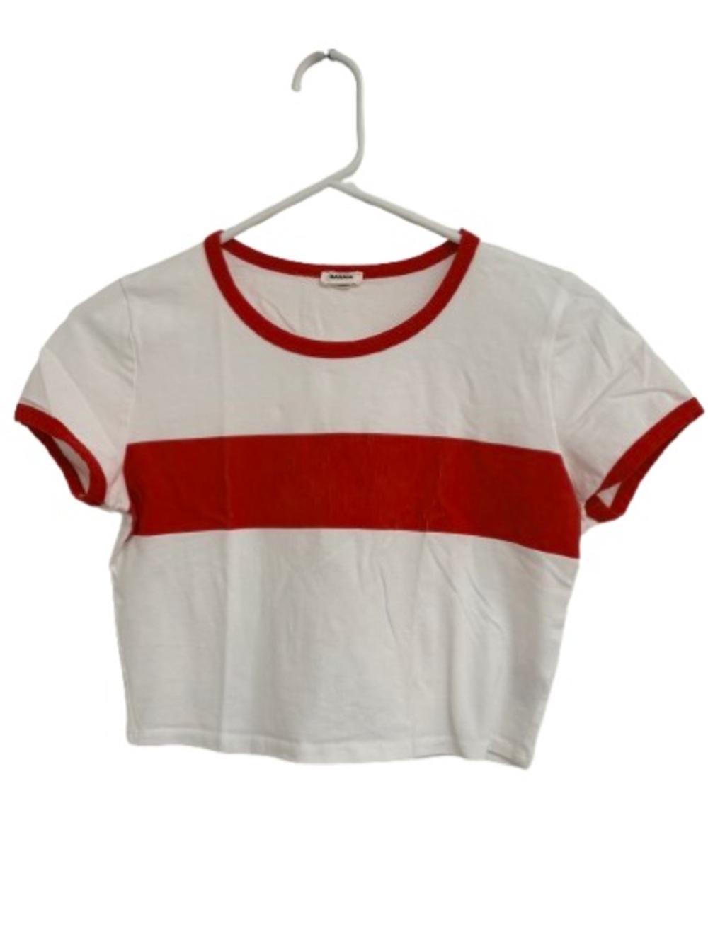 Garage White Crop Top with Red Stripe and Trim